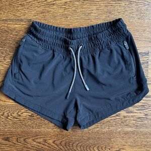 Athleta Black Elastic-Waist Athletic Shorts with Zipper Pockets